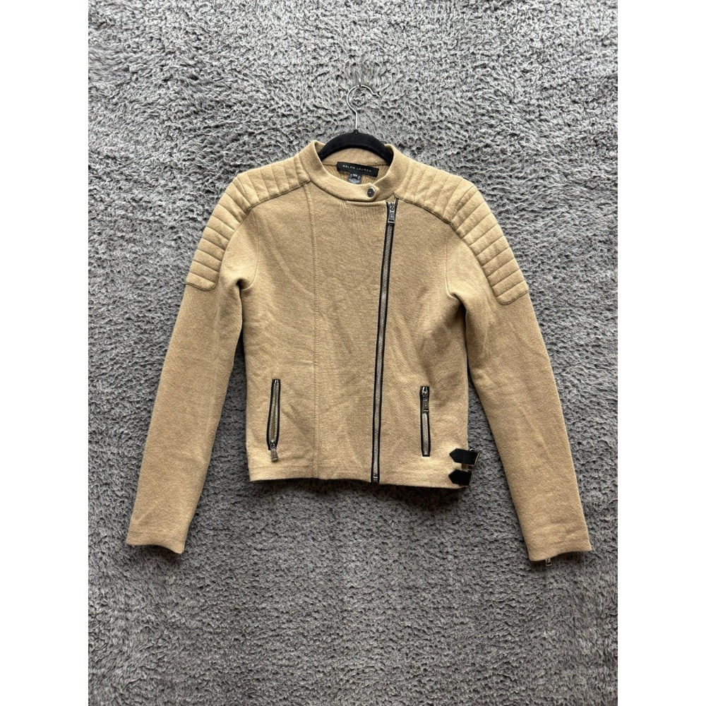 Ralph Lauren Black Label Cashmere Blend Knit Full Zip Sweater‎ Tan Womens Size M